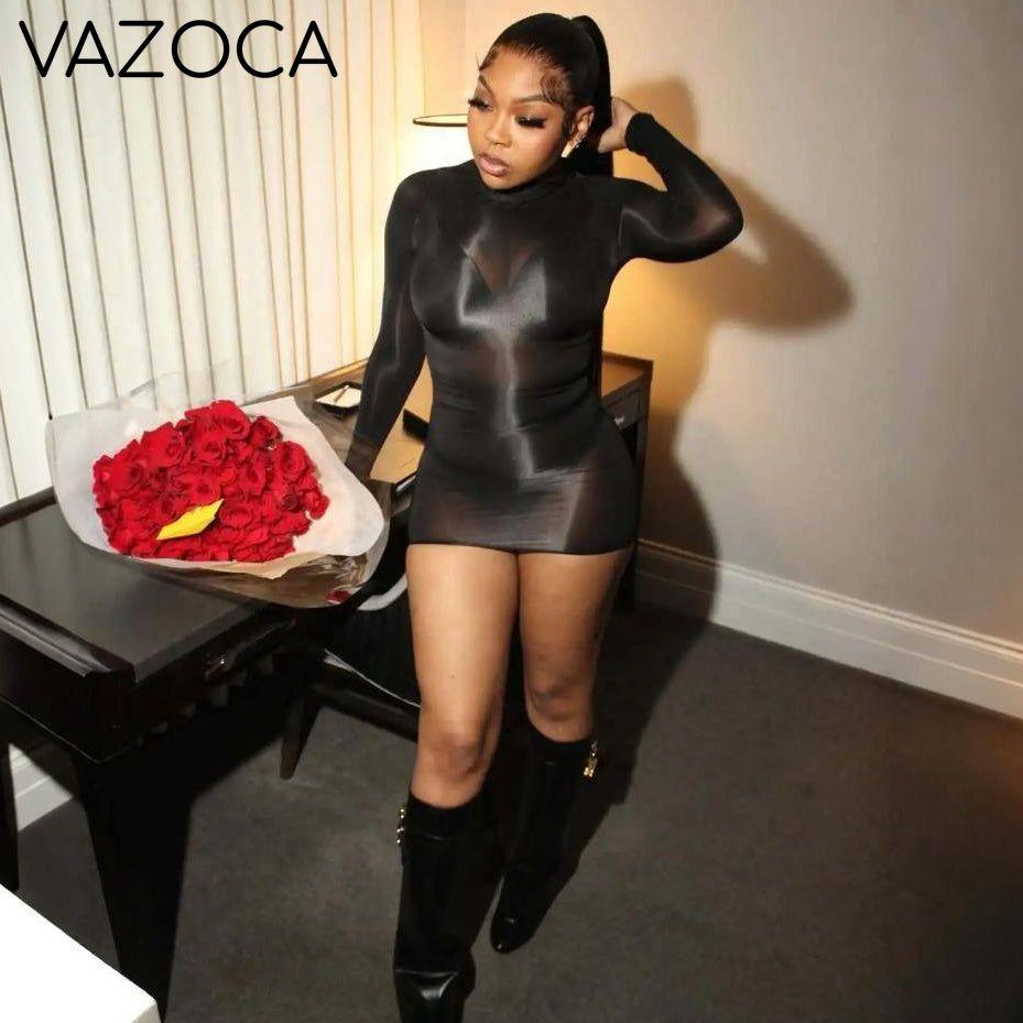 Midnight Sheer Illusion Mini Dress