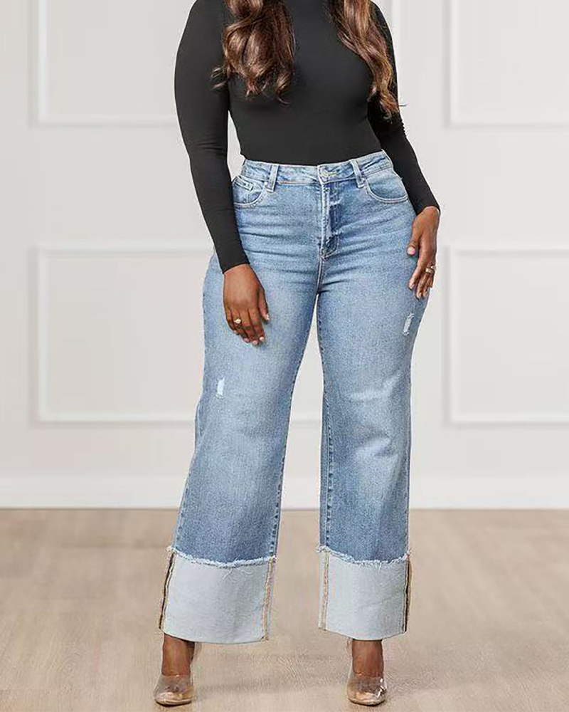 Outward Fold High-Rise Jeans