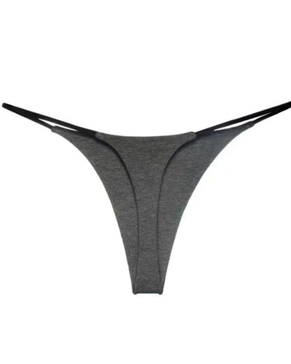 Female Solid Color T-back Thong Dim Gray