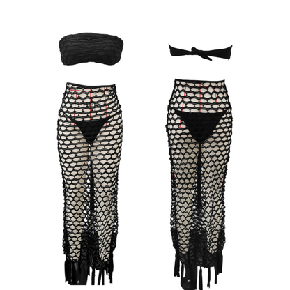 Lilithia Crochet Knit Bikini Skirt Set