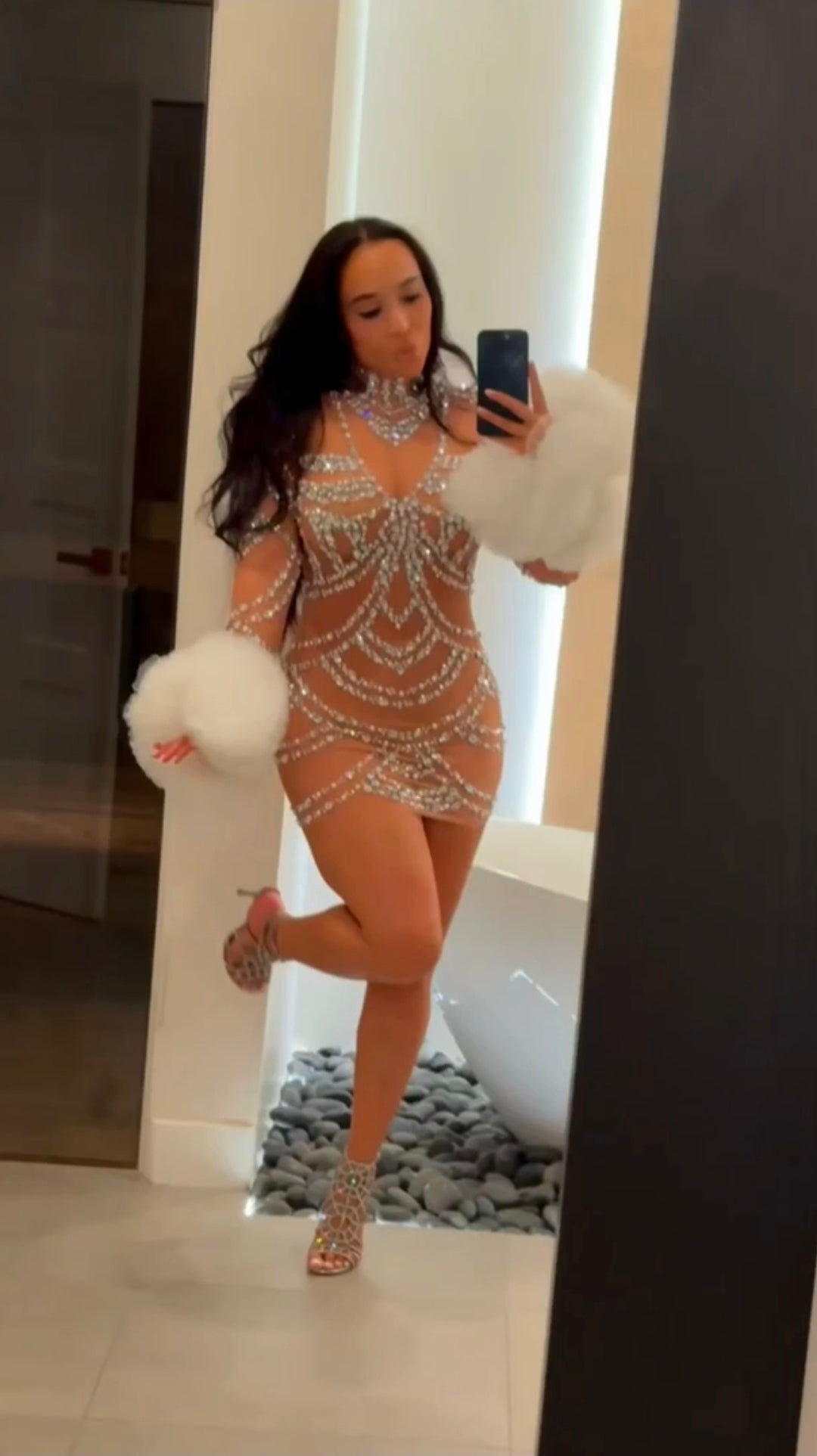 Crystal Mesh Mini Dress