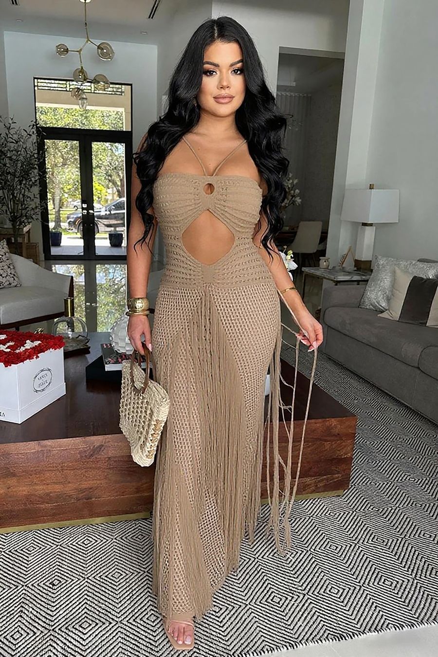 Tesha Crochet Fringe Maxi Dress