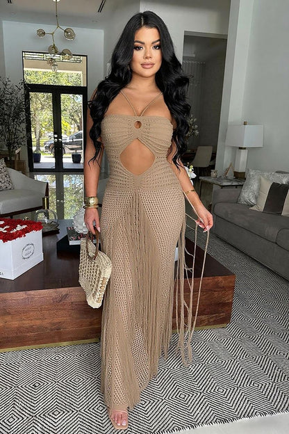 Tesha Crochet Fringe Maxi Dress
