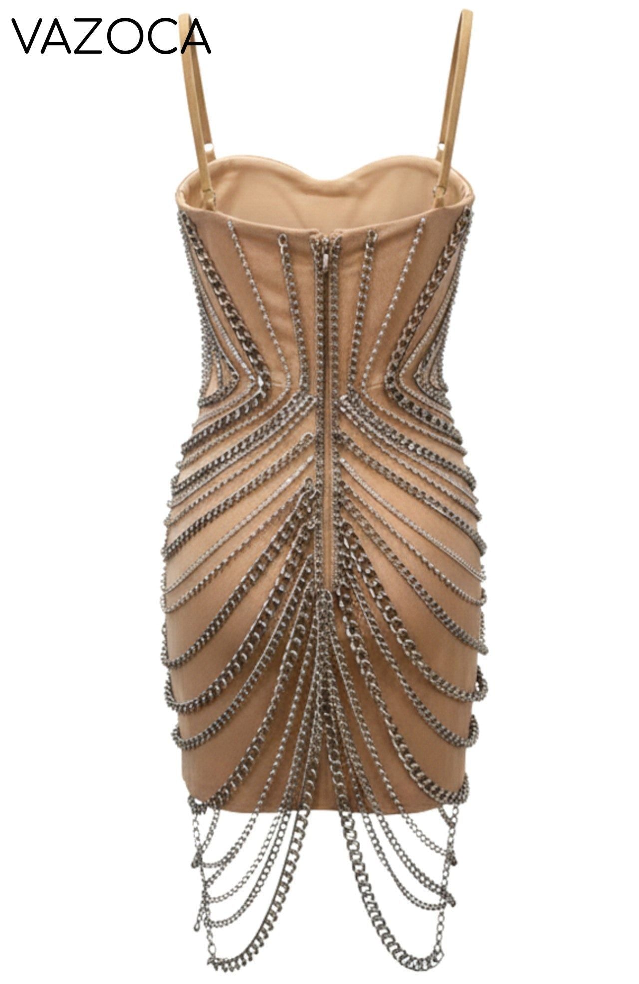 Chain Embellished Mini Dress