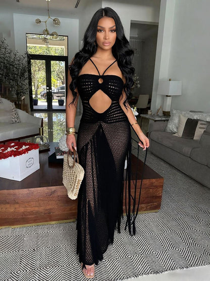 Tesha Crochet Fringe Maxi Dress