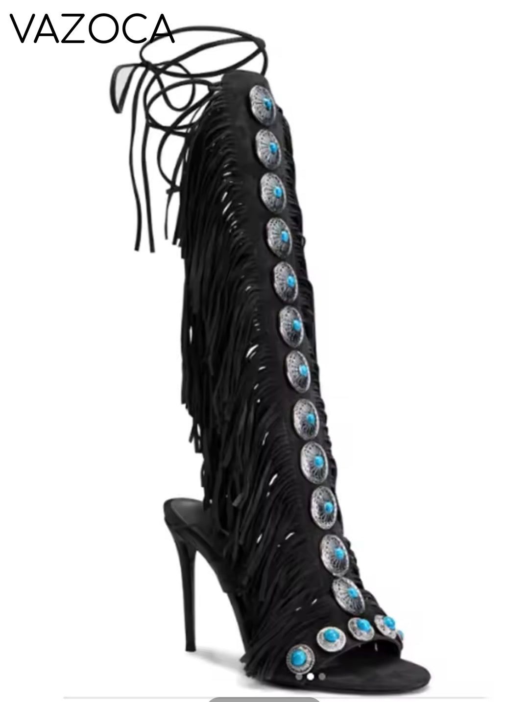 Cowgirl Suede Tassel High Heels