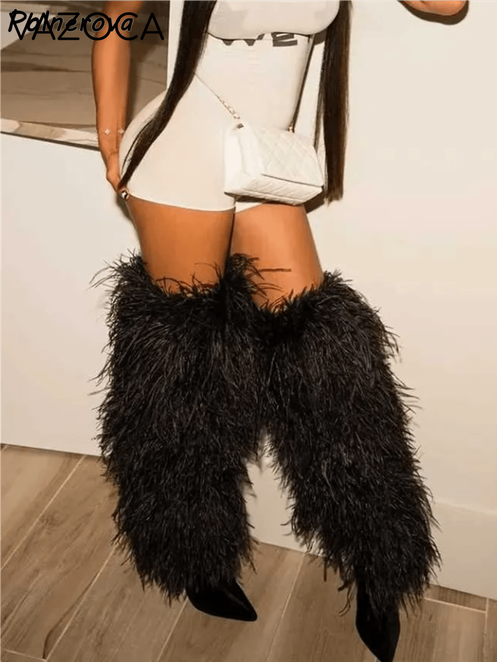 Furry Pointy Toe Boots