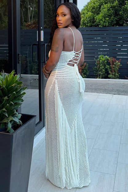 Tesha Crochet Fringe Maxi Dress