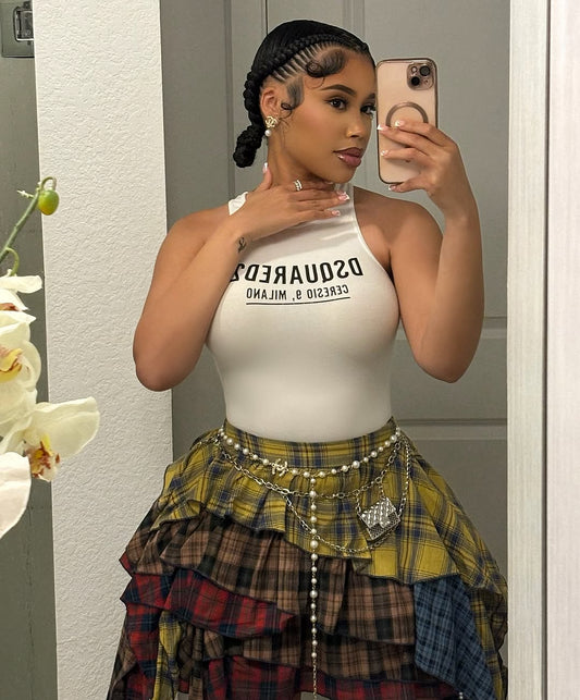 She Plaid High Waist Skirt