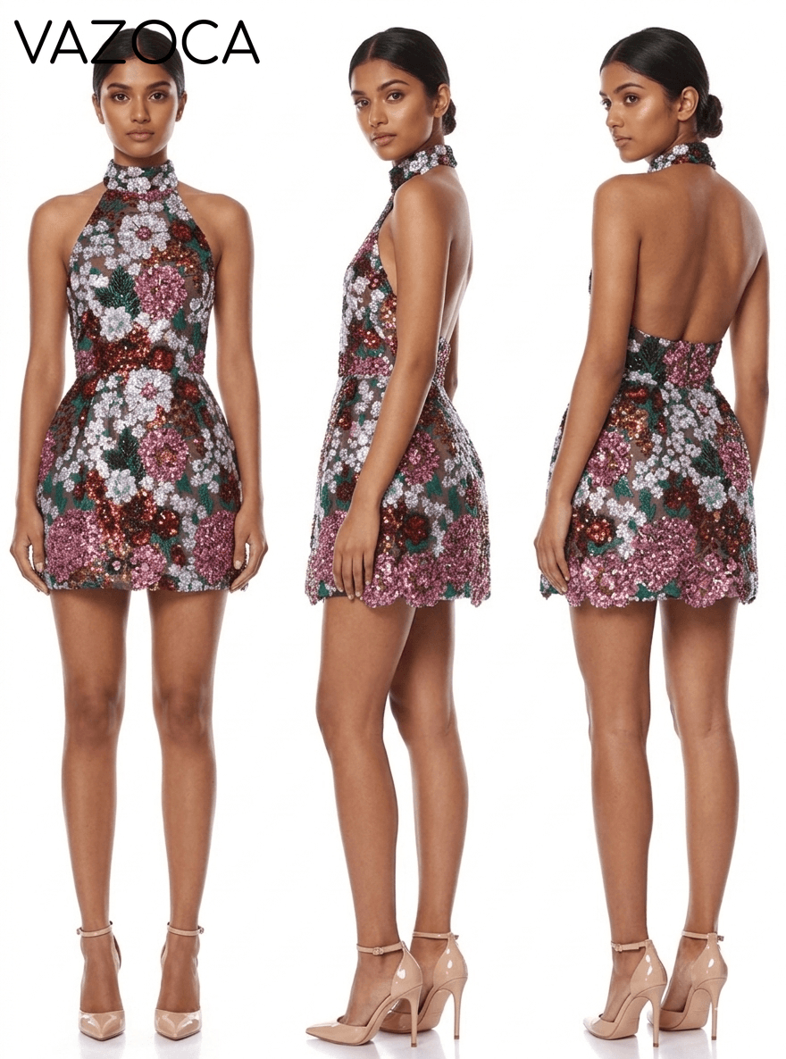 Sequined Cocktail Party Dress