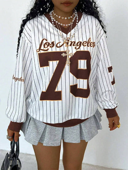 Printed V Neck Sweatshirt