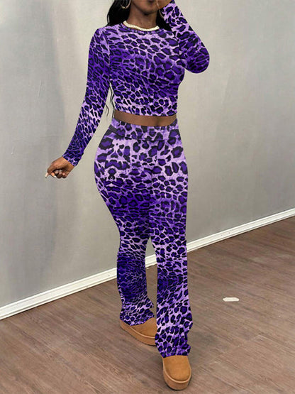 Printed Top & Flare Pants Set