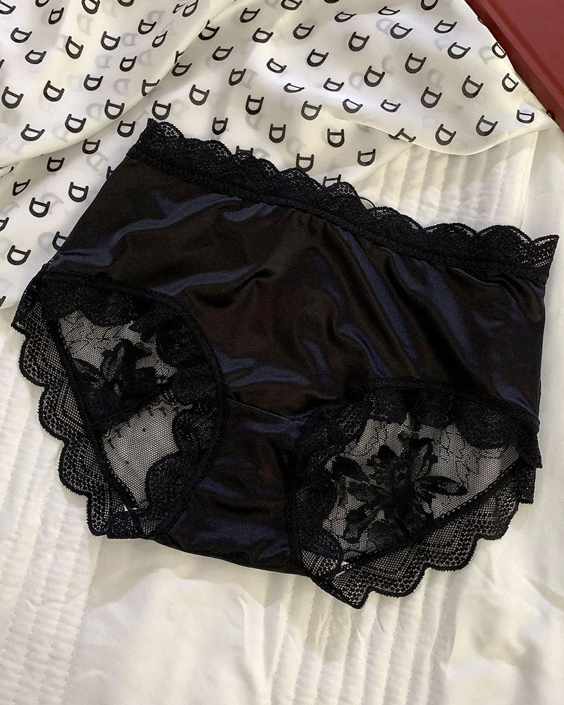 Sexy Hollow Lace Panties Black