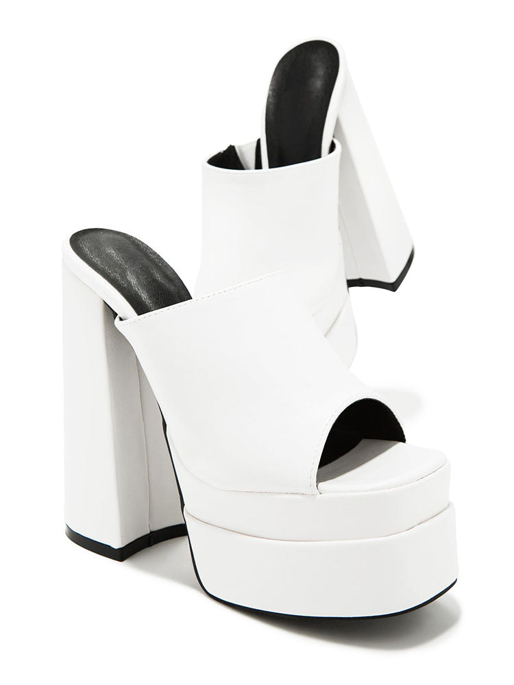 Platform Chunky Heeled Mules