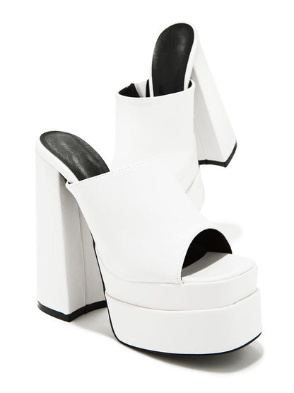 Platform Chunky Heeled Mules
