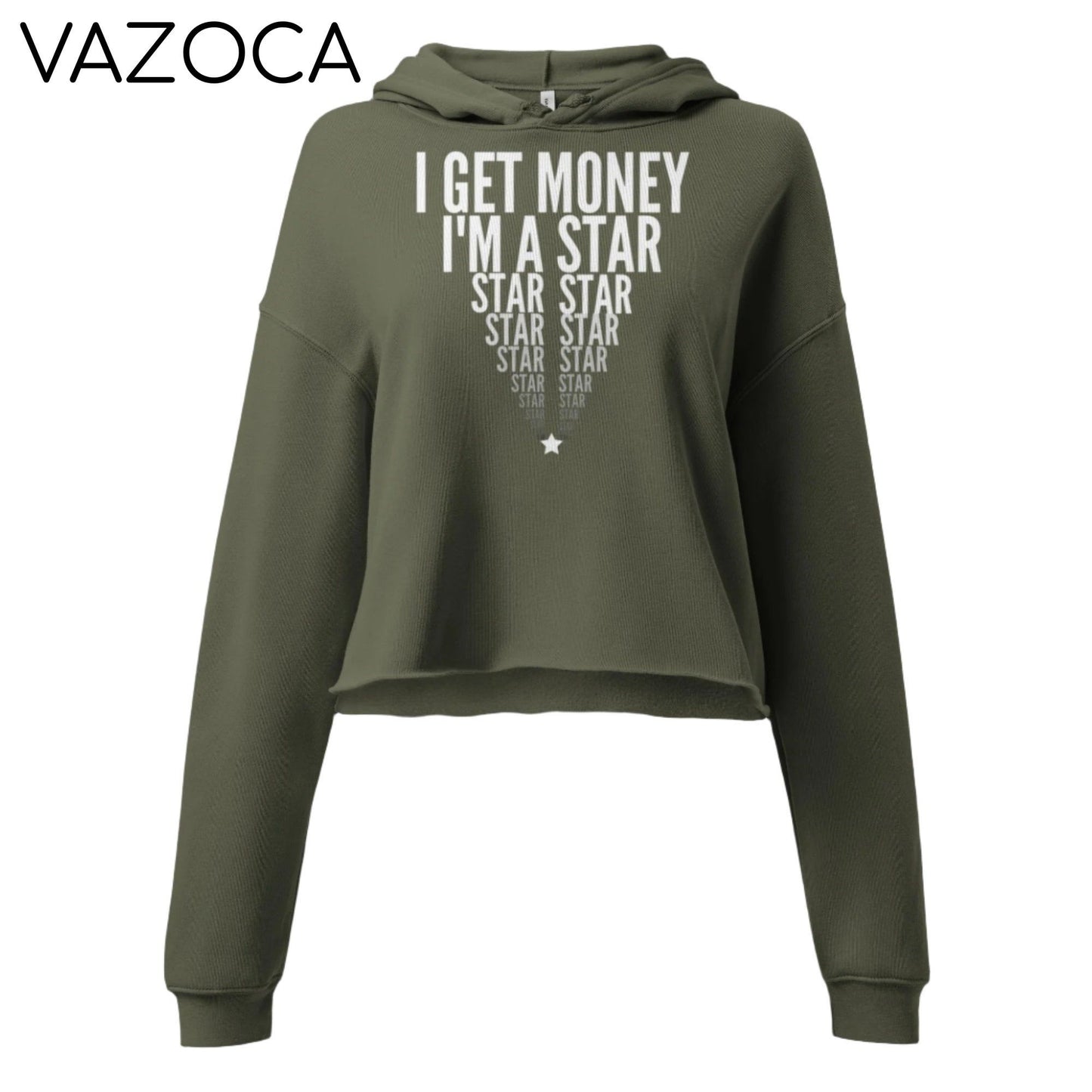 I'm A Star Crop Hoodie Military Green