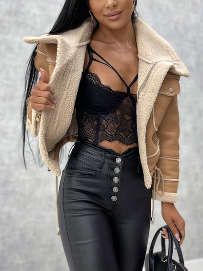 Leather Shearling Crop Jacket