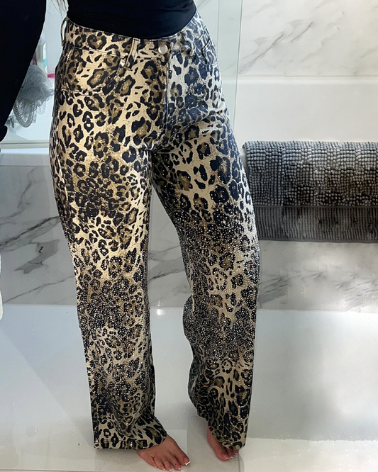 Diamond Leopard Print Casual Trousers (Pre-Sale)