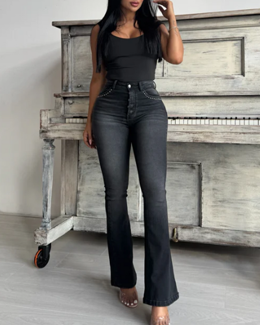 High-Waisted Slim-Fit Embellished Jeans (Pre-Sale)