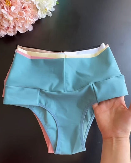 Solid Color High-Waisted Panties Cyan