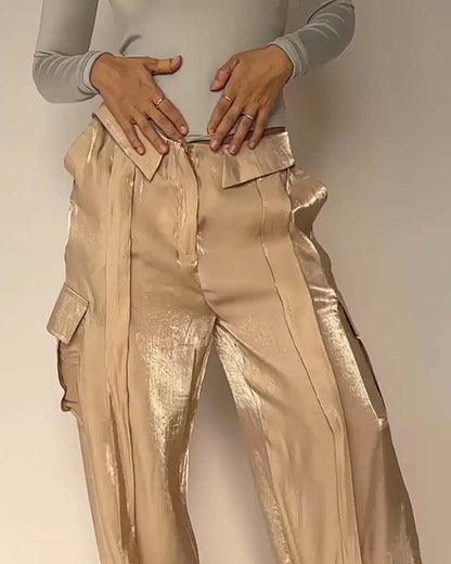 Loose Mercerized Pants Wide Leg