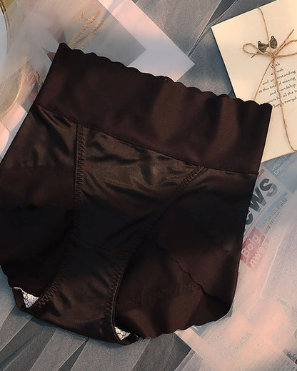 High-Waisted. Hip Lift Satin Fashion Panties Black